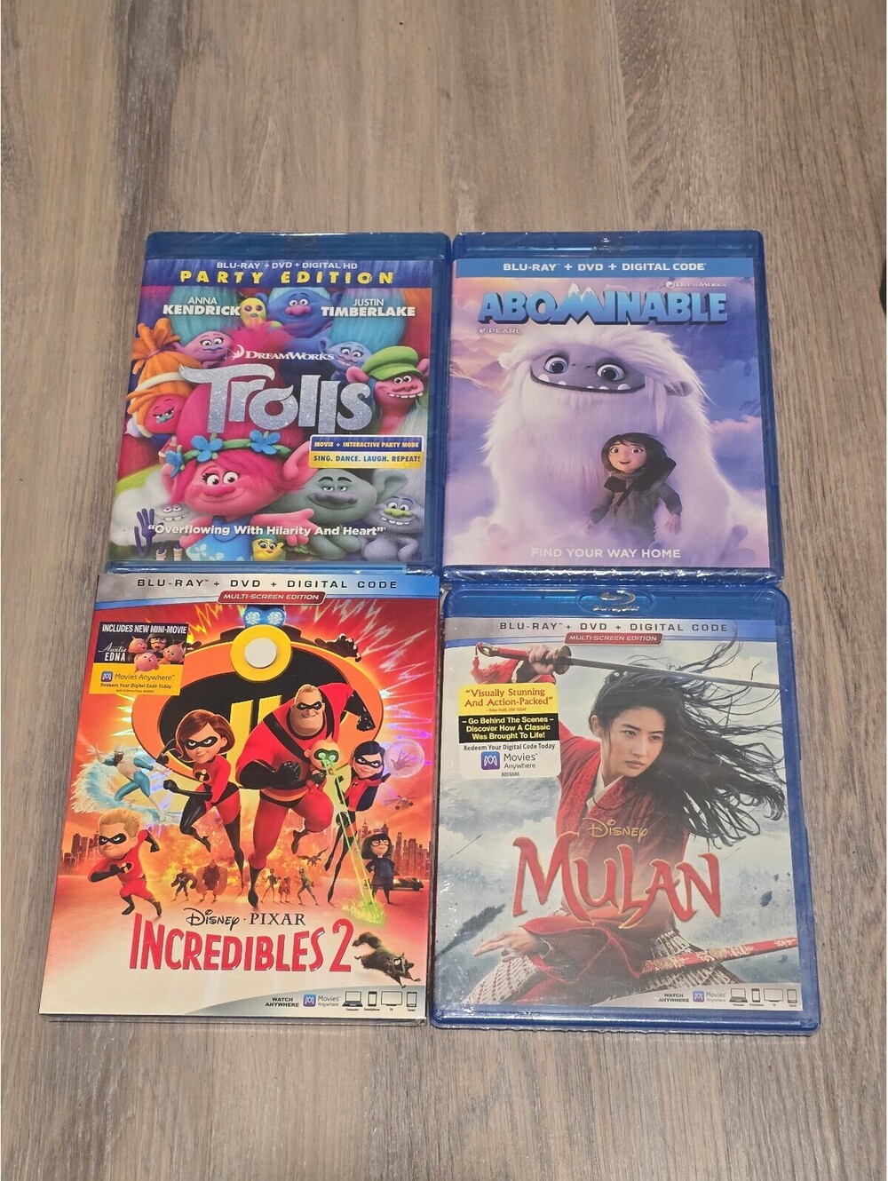 Disney Blu-ray Movie Collection: Trolls, Abominable, Incredibles 2, Mulan